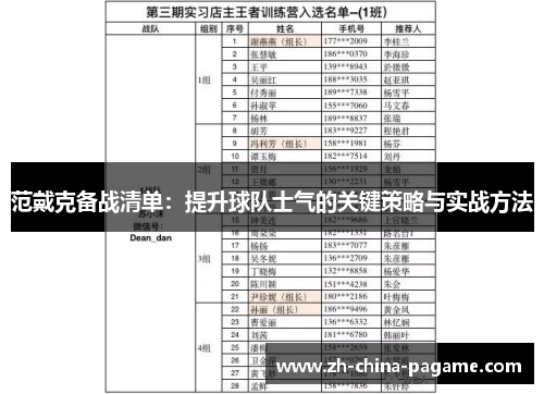 范戴克备战清单：提升球队士气的关键策略与实战方法